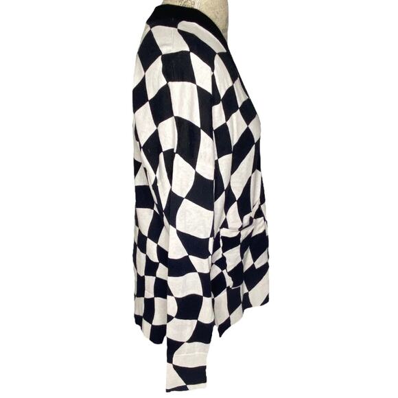 Sanctuary The Cityscape Cardi Black Warped Check Cardigan Relaxed Fit Size XS - Picture 6 of 11